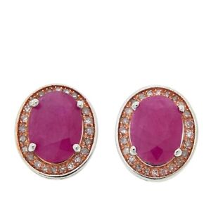 Colleen Lopez Sterling Silver Ruby & Pink Diamond Stud Earrings