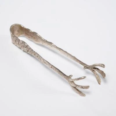 800 Silver Bird Claw & Floral Embossed Sugar Tongs 3.75" Antique - Image 1 of 4