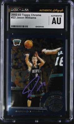 Jason Williams Auto CGC JSA 2002-03 Topps Chrome White Chocolate Grizzlies #22 - Image 1 of 2