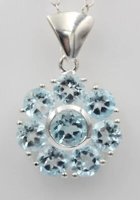 Elegante Pendente In Topazio Blu Da 2,5 Carati In Argento 925 - Immagine 1 di 4