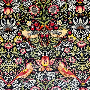 William Morris Strawberry Thief Ebony Velvet Fabric - Upholstery, Curtains - Picture 1 of 3