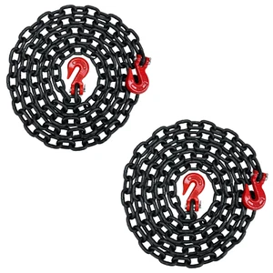 2PK Falcon Cargo 5/16" X 12' G80 Tow Chain Transport Binder 4,500 LBS Grab Hooks - Foto 1 di 6