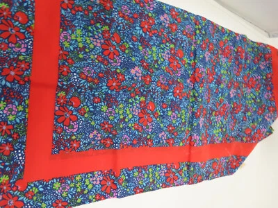 Neck Head Scarf 26" Square VTG Glenstex Blue Red Floral Japan - Image 1 of 4