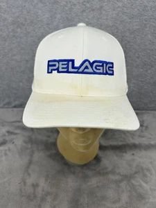 PELAGIC Hat Men White L /XL FLEXFIT Fitted Offshore Fishing - Has Stains!!! - Picture 1 of 6