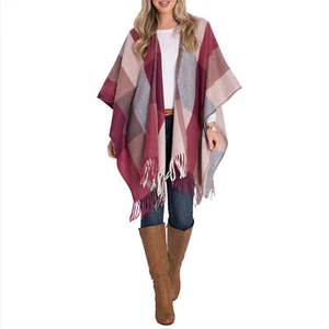 Woolrich Cozy Blanket Wrap Daphine Plaid One Size Dark Pink Gray - Picture 1 of 5