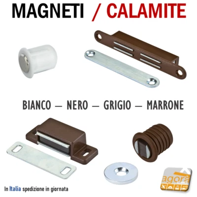 SHOPISNOW 10X CALAMITE MAGNETE TONDO QUADRATO INCASSO APPLICARE B.CO NERO MARRONE CALAMITA