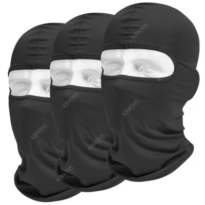 Pacote com 3 Balaclava - Máscara de esqui facial completa leve chapéu aquecedor de motocicleta lycra - Imagem 1 de 4