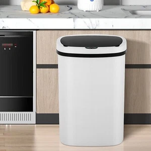13 Gallon Kitchen Trash Can Automatic Touch Free High-Capacity Garbage Can White - Picture 1 of 8