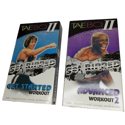 Taebo II Get Ripped VHS Tape Set Get Started/Advanced Workout 2 Billy Blanks Y2K - Image 1 of 4