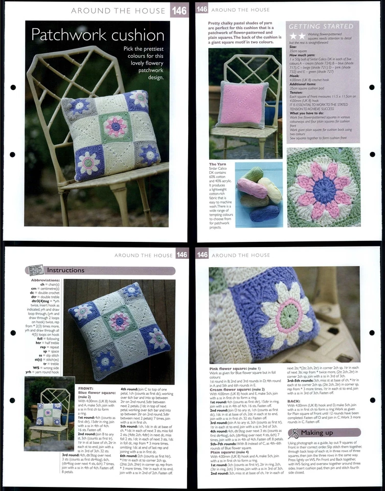 Patchwork Cushion #146 Around The House - The Art Of Crochet 2 Page Pattern - Image 1 of 1