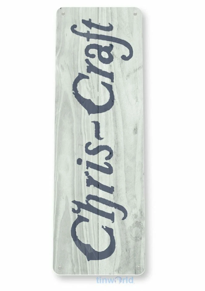 CHRIS CRAFT 11X4 TIN SIGN HOME GARAGE REPRODUCTION TIN SIGN RUSTIC BOAT WOOD MI - Image 1 of 1