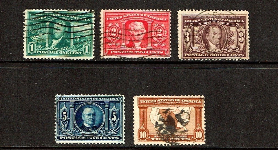 1904 U.S.  Louisiana Purchase COMPLETE SET of 5  Sc#323-7 Used Scarce Set! - Image 1 of 1