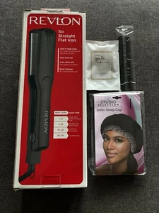 New Revlon Essentials Ceramic 1-1/2" Flat Iron, Black Hair accessories Kit - Picture 1 of 5