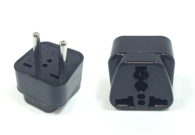 Enchufe adaptador pasador redondo US UK AU a UE Euro universal americano a europeo tipo C Foto 1 de 4