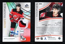 2019 SP Game Used Red Spectrum Premium Materials /15 Jack Hughes Rookie Auto RC