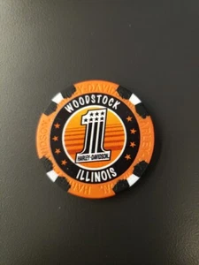 Woodstock Illinois IL Harley Davidson Poker Orange Black Chip HD - Picture 1 of 2