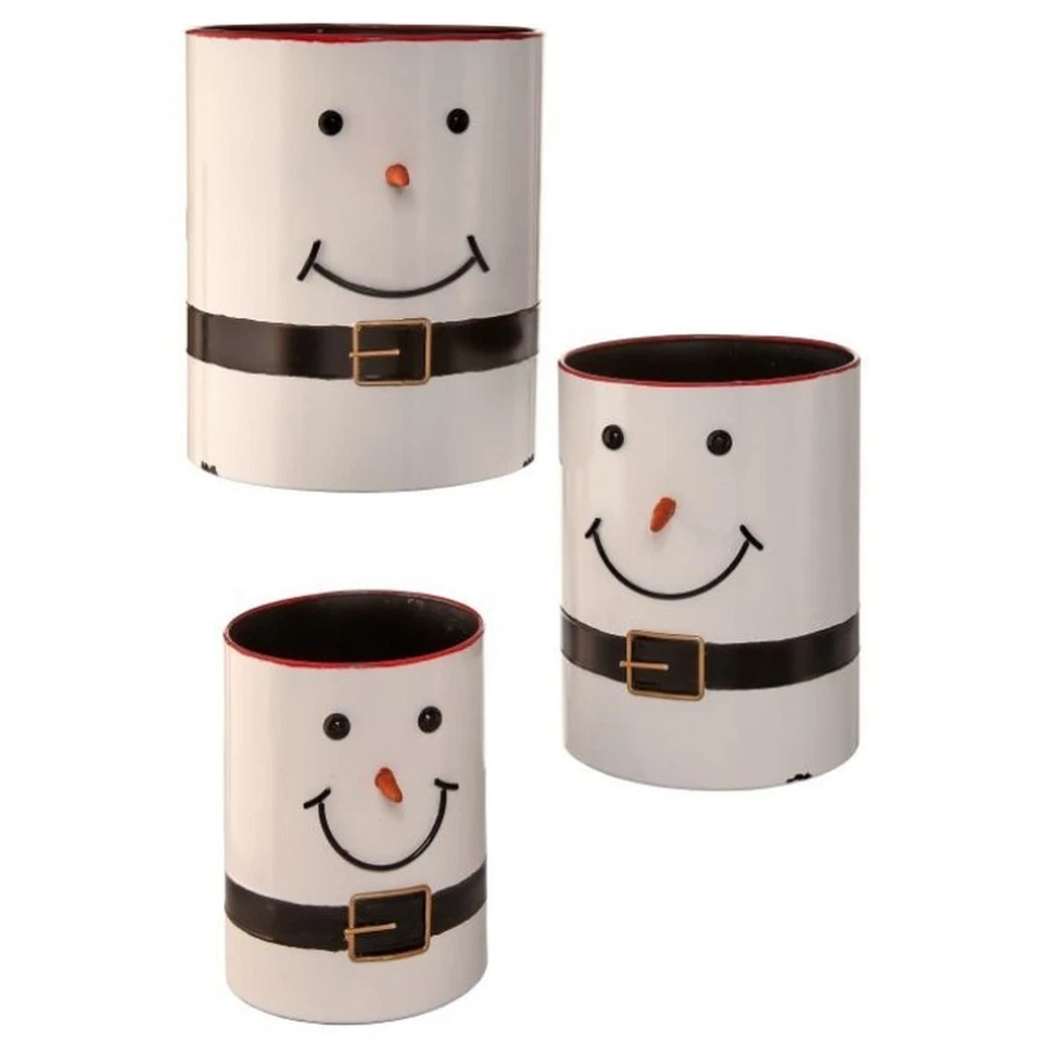 Contenedor muñeco de nieve de metal Regency International, juego de 3, 13 pulgadas de alto Foto 1 de 1