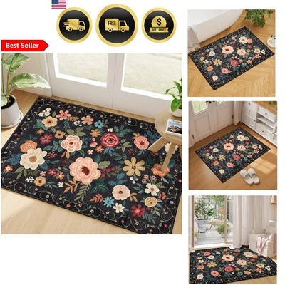 Небольшой моющийся нескользящий ковер для кухни для помещений и улицы с цветочным рисунком - Изображение 1 из 4