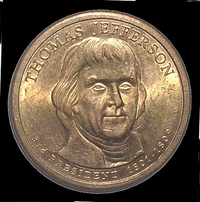 2007 D Thomas Jefferson Dollar - AU - Image 1 of 2