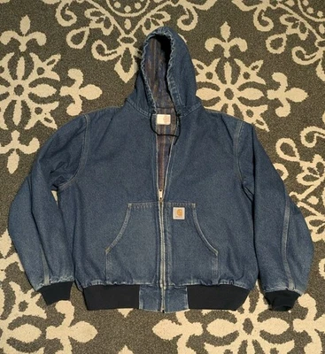 Vintage Carhartt Southwestern Denim Active Jacket  XL Aztec Blanket Lined JB848 - Image 1 of 4