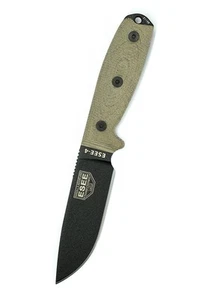 ESEE Knives 4PB-017 Fixed Blade Knife Black Carbon Steel Natural Canvas Micarta - Imagen 1 de 3