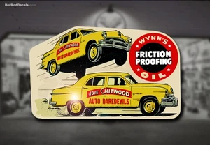 Vintage Oil Decal Hot Rod Flathead Ford Shoebox Drag Race v8 Coupe Sedan - Picture 1 of 1