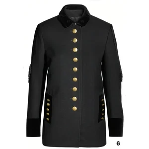 H&M Autumn Collection 2013 Black Velvet Military Jacket Fringe Goth Academia - Picture 1 of 11