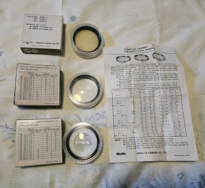Lot Of 3 Minolta 55mm Close-Up Lens No.0 - No.2 Filter for SR 55N, Boxed - Image 1 of 3