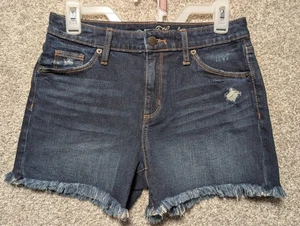 Universal Thread Women 2/26R Dark Wash Distressed Vintage Midi Denim Jean Shorts - Picture 1 of 5
