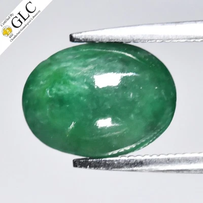 💎Cabujón ovalado de 1,88 quilates certificado GLC JADEÍTA VERDE NATURAL - gema de Birmania sin tratar Foto 1 de 4