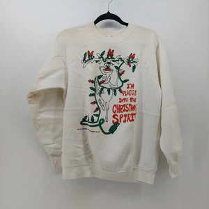 Vintage Ugly Christmas Spirit Lights Pullover weiße Lichter groß - Bild 1 von 13
