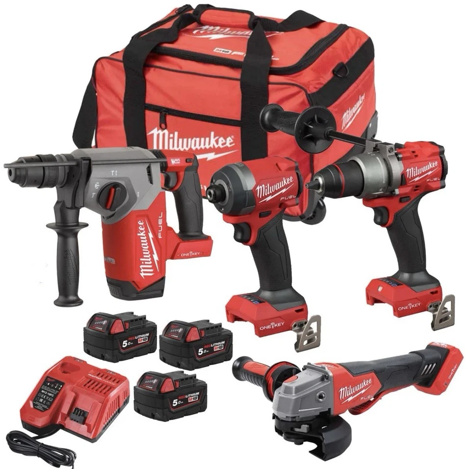 Milwaukee M18 FUEL ONEPP4A3-503B ONE-KEY 18v 4 Piece Tool Kit Inc 3x 5.0Ah - Image 1 of 4