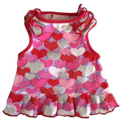 SimplyDog Hearts Pleated Dog Dress Red Pink Valentines Size S - Image 1 of 4