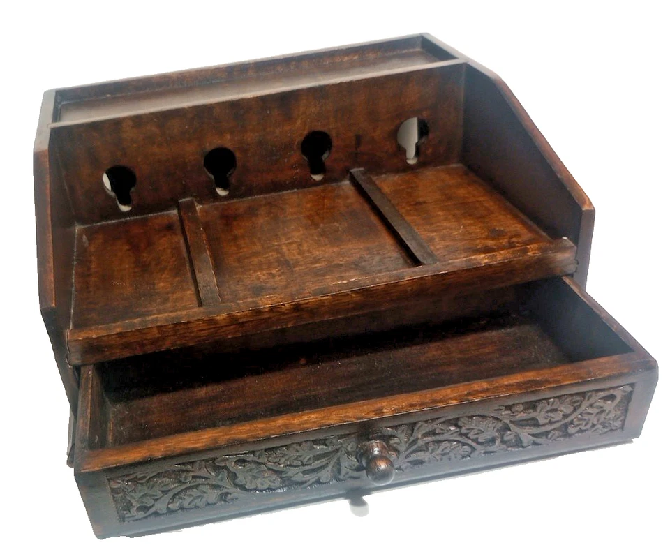 Joyero Vintage Madera Oscura Estante Cajón Llavero Valet. Foto 1 de 4
