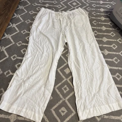 Pantalones de mujer A New Day de pierna ancha de lino blancos talla L NUEVO Foto 1 de 3