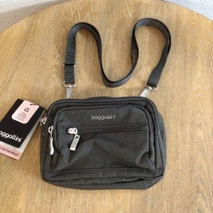 Bolsos de mano Baggallini cruzados de nailon con triple cremallera plateados carbón para mujer - Imagen 1 de 7