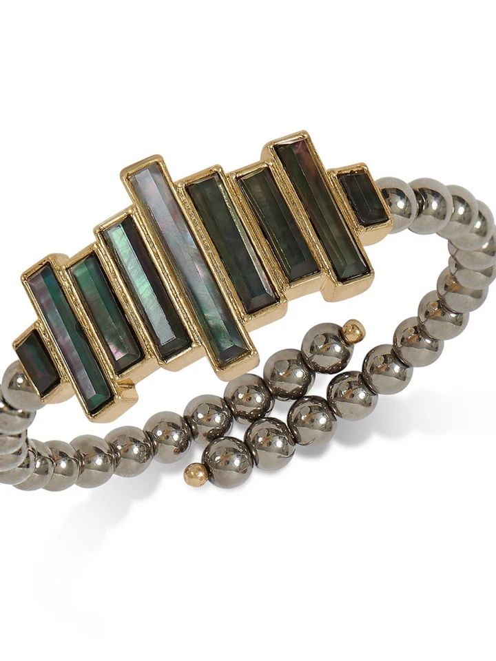 Brazalete Brazalete Piedra Madreperla Negra Tono Dorado Marca Lucky, Nuevo Con Etiquetas Foto 1 de 1