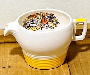 TRIUMPH American Creamer Floral Yellow Ribbed Vtg Art Deco MCM Unmarked - Picture 1 of 8