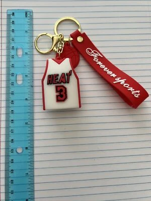 Dwyane Wade Miami Heat #3 Rubber And Metal Keychain New! Fast Shipping! - Image 1 of 2
