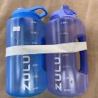 Zulu Goals Water Bottles Jugs Purple/Blue Plastic 2-Pack 64oz Half Gallon