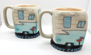 Bigmouth Inc Happy Camper Ceramic Handled Coffee Cups Mugs RV Glamping - Picture 1 of 7
