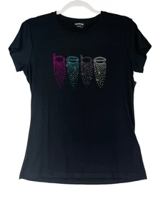 Prenda para el torso bebe para mujer adolescente talla L con logotipo negro en púrpura rosa azul transparente gemas sintéticas - Imagen 1 de 10