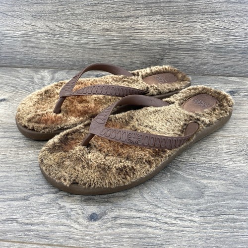 Sandali da donna perizoma Ugg foderati sherpa taglia 9 marroni