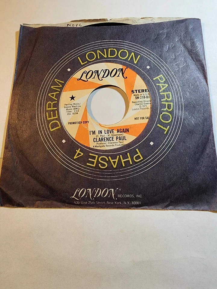CLARENCE PAUL - I'm In Love Again Mono b/w Stereo -London VG+ F202 - Image 1 of 1