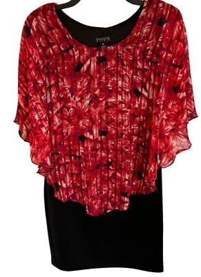 En Focus Studio Dress Size 8 Black Red Multi Women Dress - Image 1 of 4