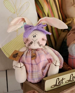 Honey & Me Bunny Doll Ruby the Rabbit Primitive Spring Easter Decor 7.5 inch - Picture 1 of 4