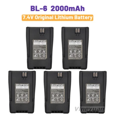 5PC Original BL-6 2000mAh Li-ion Battery for BaoFeng UV-6 Radio Walkie Talkie - Image 1 of 4