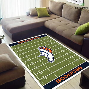 Denver Broncos Fluffy Area Rug Living Room Flannel Floor Mat Non Slip Carpet