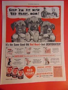 1942 ROTES HERZ HUNDEFUTTER süße WELPEN Vintage Druckanzeige - Bild 1 von 1