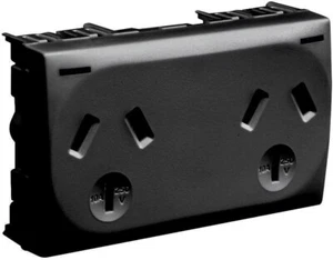 8025LM-BK Twin Switch Socket Outlet Modena/Strato 250VAC 10A Horizontal Blue LED - Picture 1 of 14